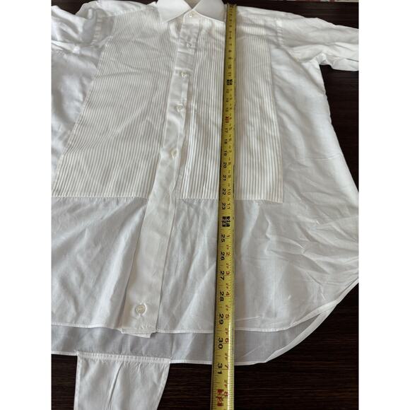 Brioni Dress Shirt Mens Large 15.5 White Tuxedo French Cuff Pintuck Pleat Italy - Picture 7 of 15